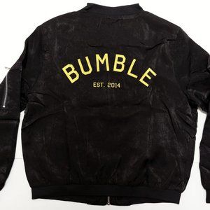 Bumble Velvety Satin Bomber Letter Jacket